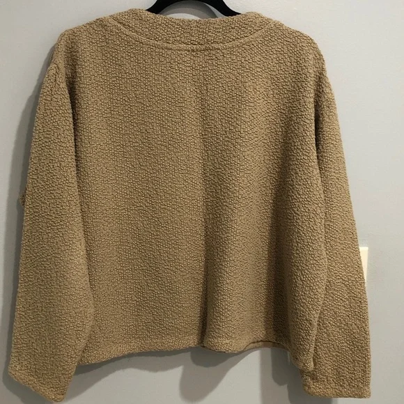 CMC Color Me Cotton Tan Buttoned Cardigan Popcorn Texture Women’s Size S - Picture 5 of 8